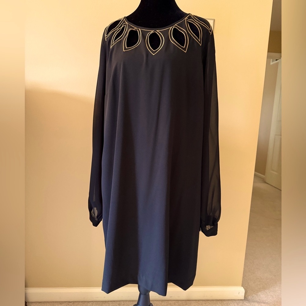 SL Fashions Black Dress with Gold Detailing